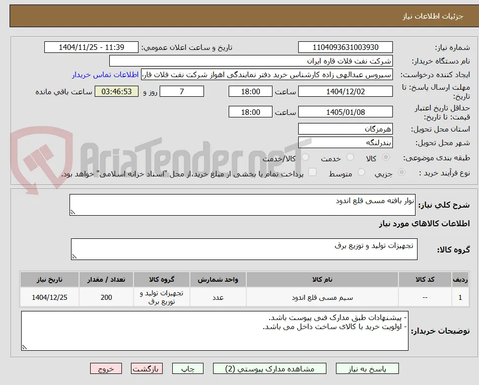 نوار بافته مسی قلع اندود