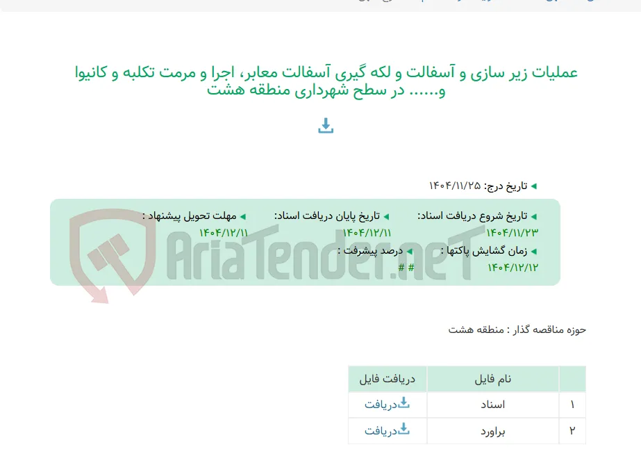 عملیات زیر سازی و آسفالت و لکه گیری آسفالت معابر، اجرا و مرمت تکلبه و کانیوا و...... در سطح شهرداری منطقه هشت