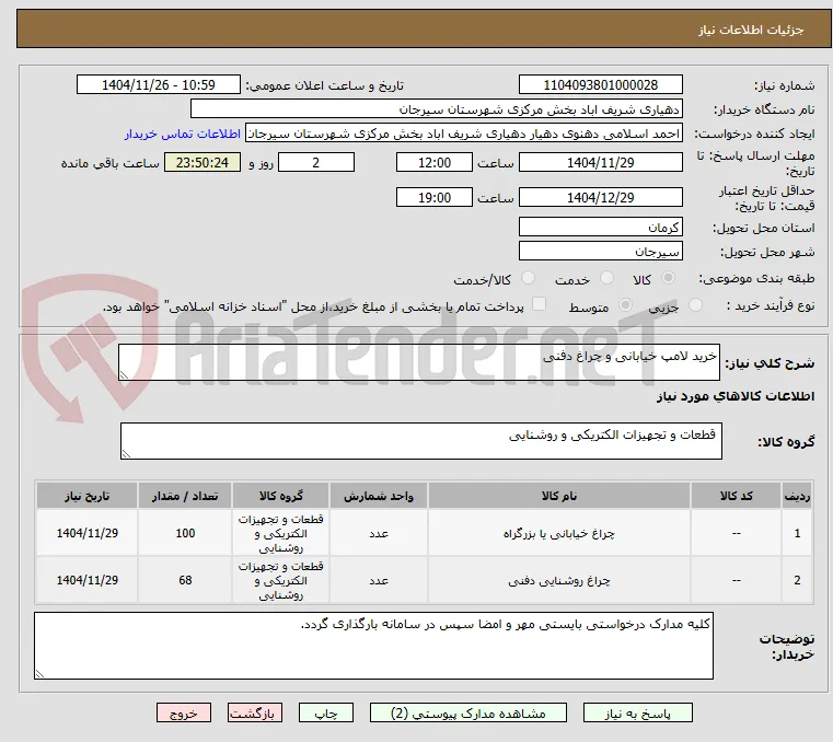 خرید لامپ خیابانی و چراغ دفنی