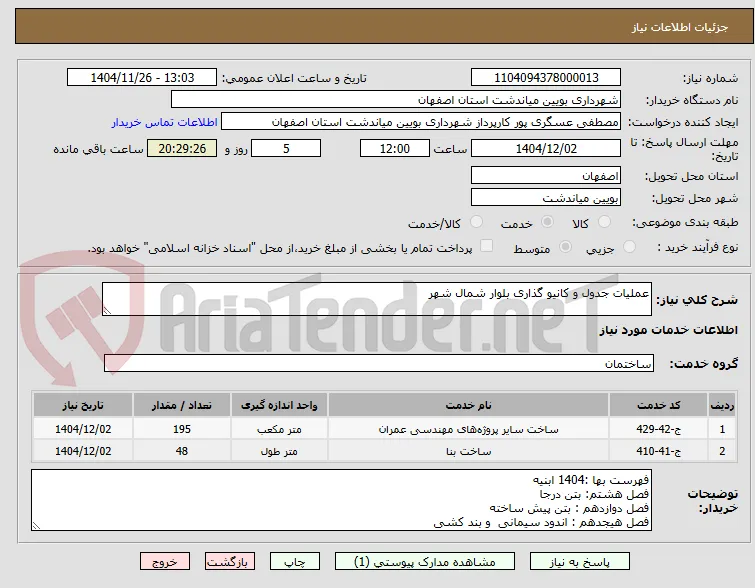 عملیات جدول و کانیو گذاری بلوار شمال شهر