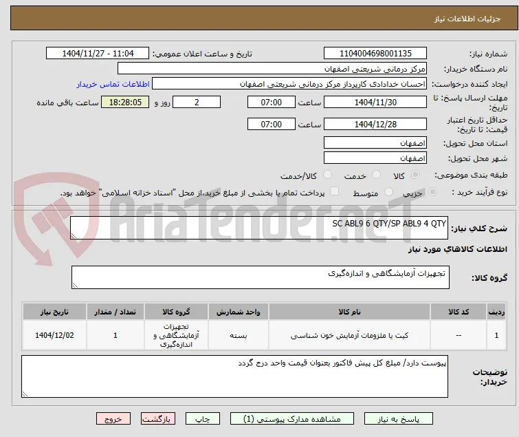 SC ABL9 6 QTY/SP ABL9 4 QTY