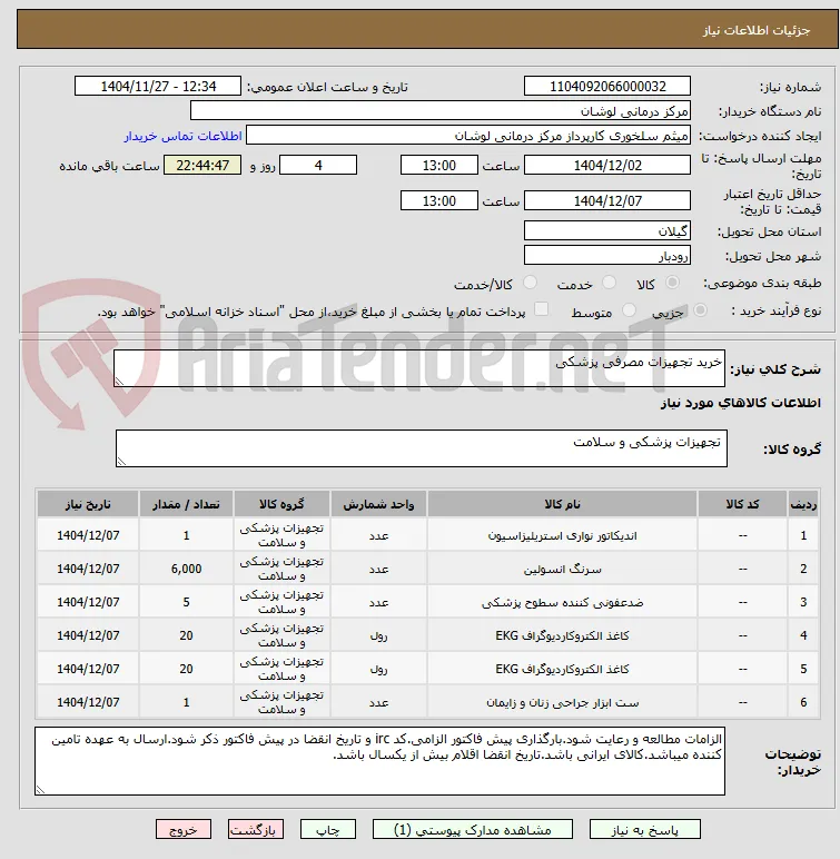 خرید تجهیزات مصرفی پزشکی