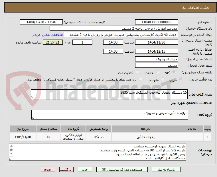 15 دستگاه یخچال پنج فوت ایستکول مدل 2835