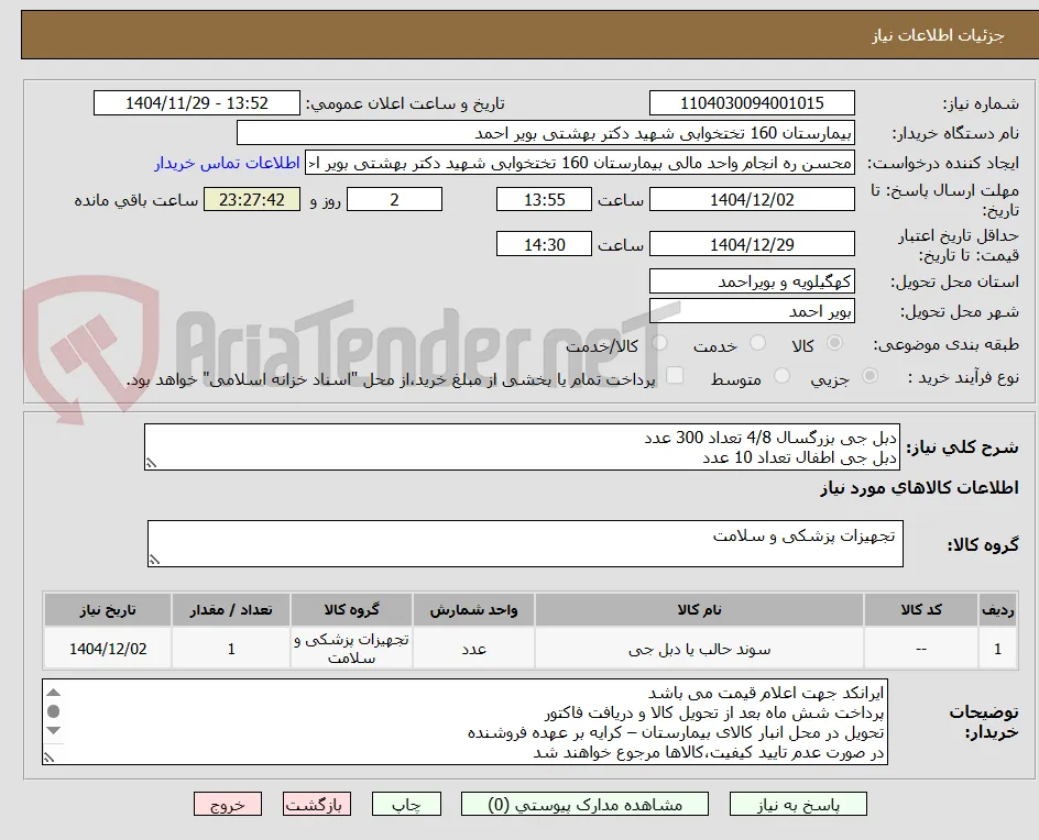 دبل جی بزرگسال 4/8 تعداد 300 عدد
دبل جی اطفال تعداد 10 عدد