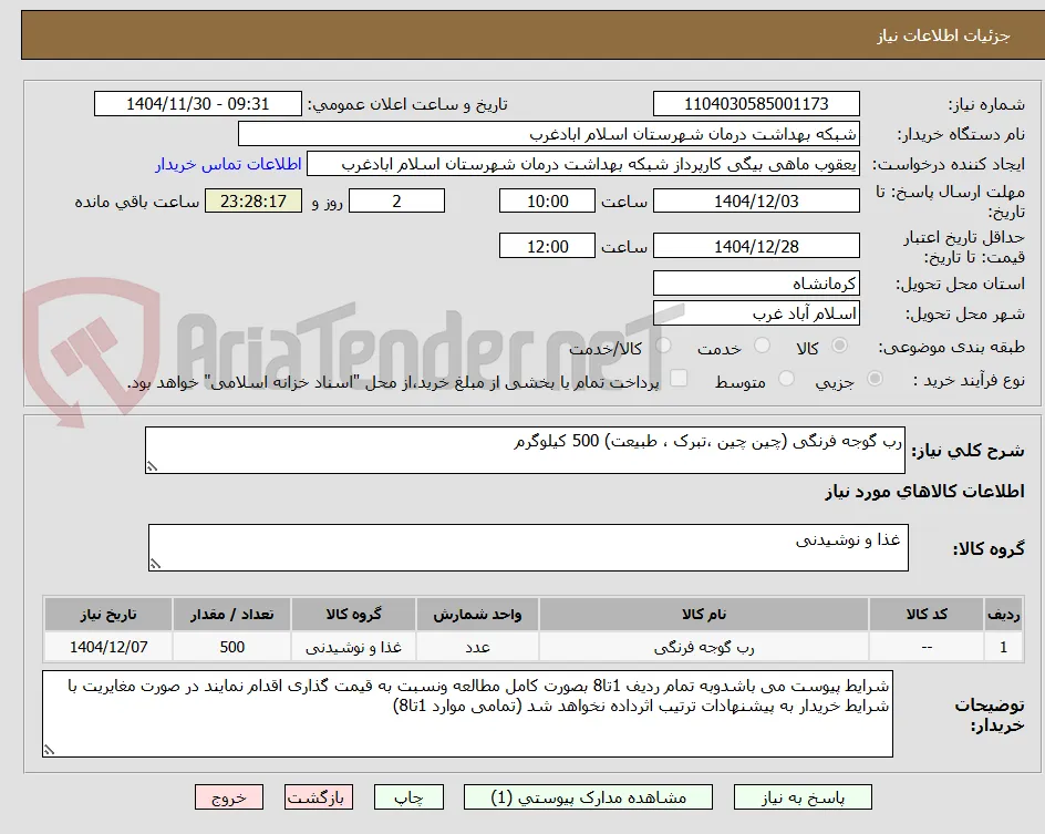 رب گوجه فرنگی (چین چین ،تبرک ، طبیعت) 500 کیلوگرم