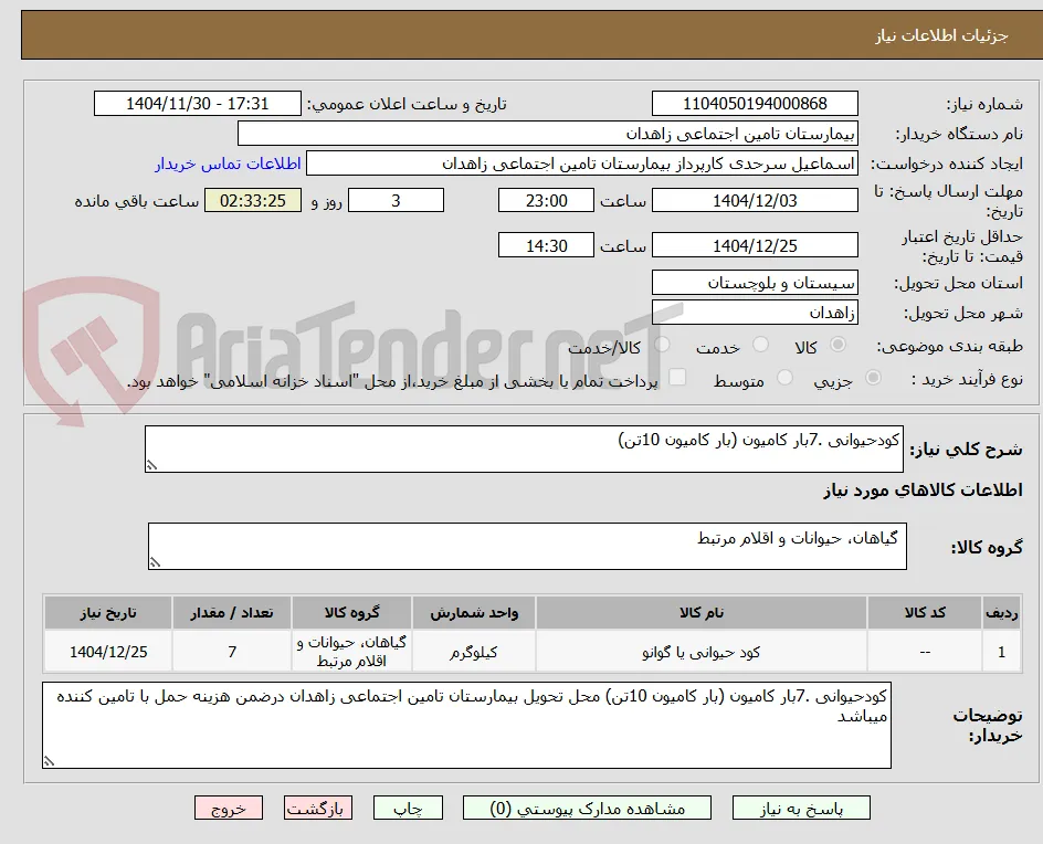 کودحیوانی .7بار کامیون (بار کامیون 10تن)