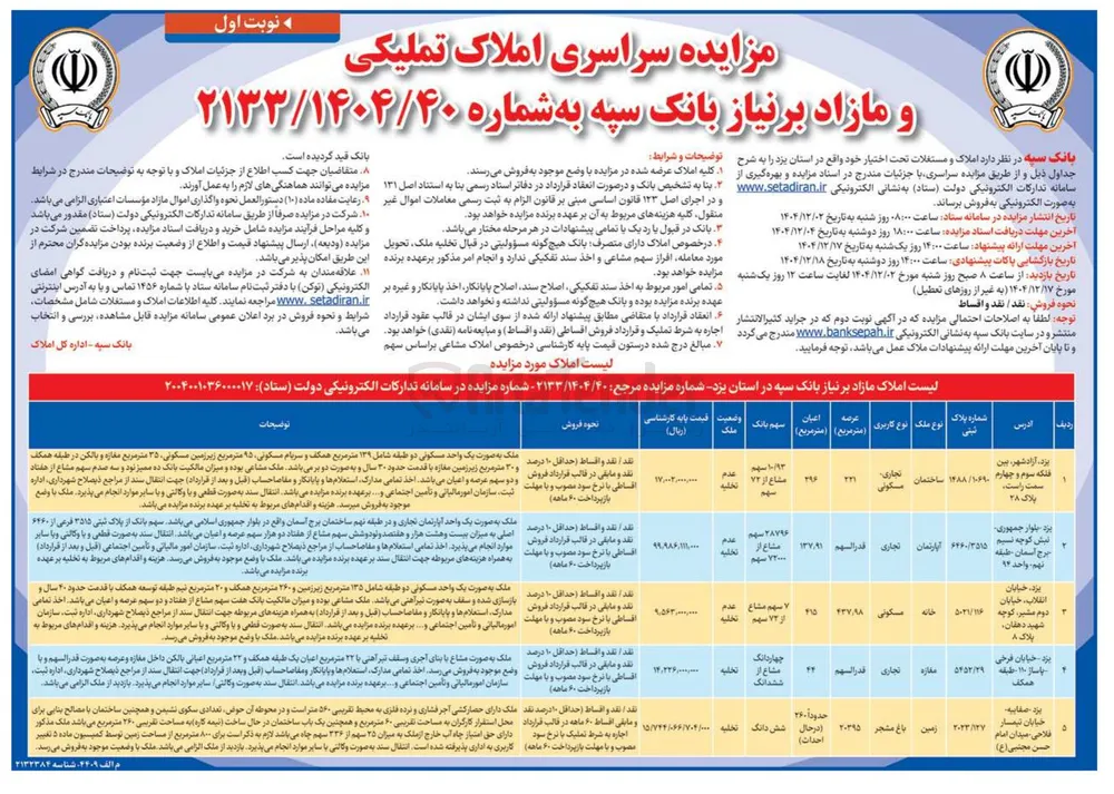  املاک تملیکی 