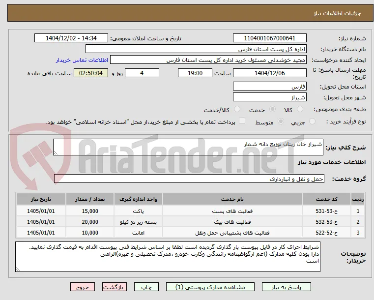 شیراز خان زینان توزیع دانه شمار