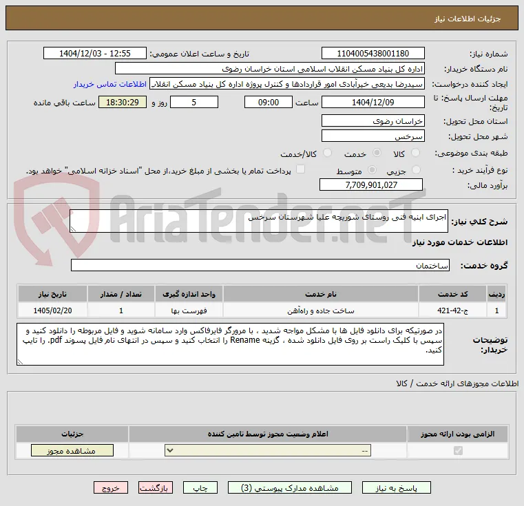 اجرای ابنیه فنی روستای شوریچه علیا شهرستان سرخس