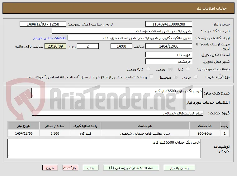 خرید رنگ جداول 6500کیلو گرم 