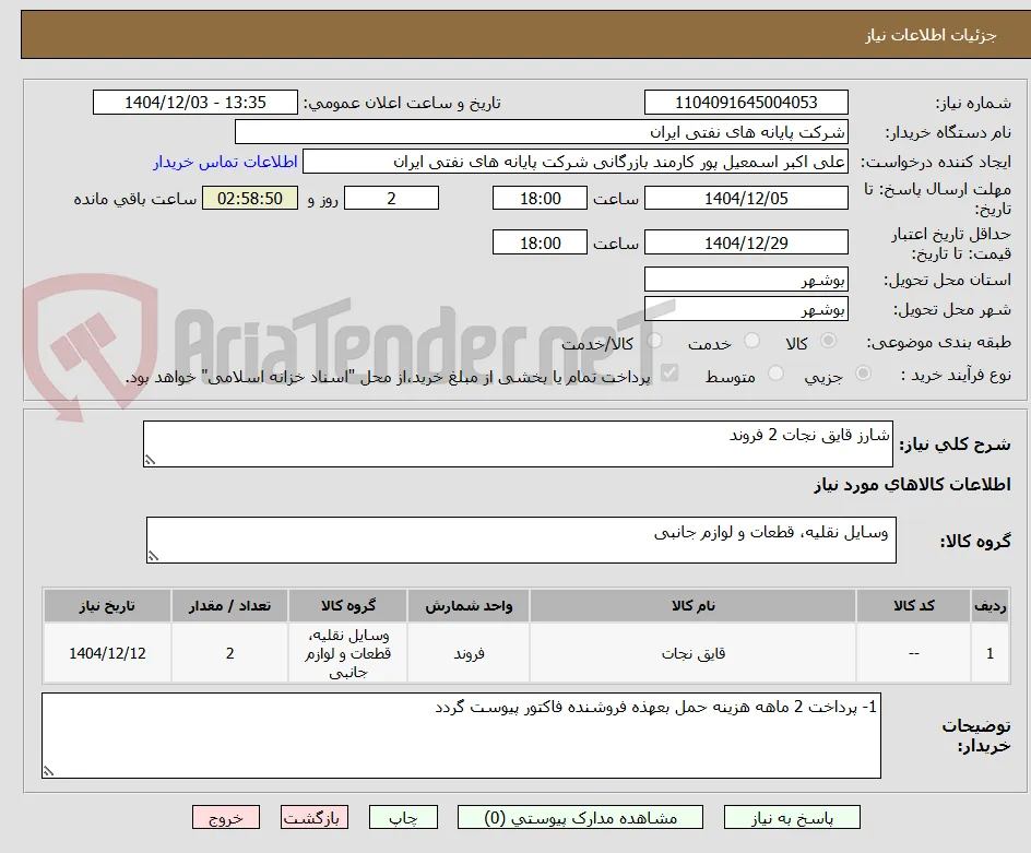 شارز قایق نجات 2 فروند 