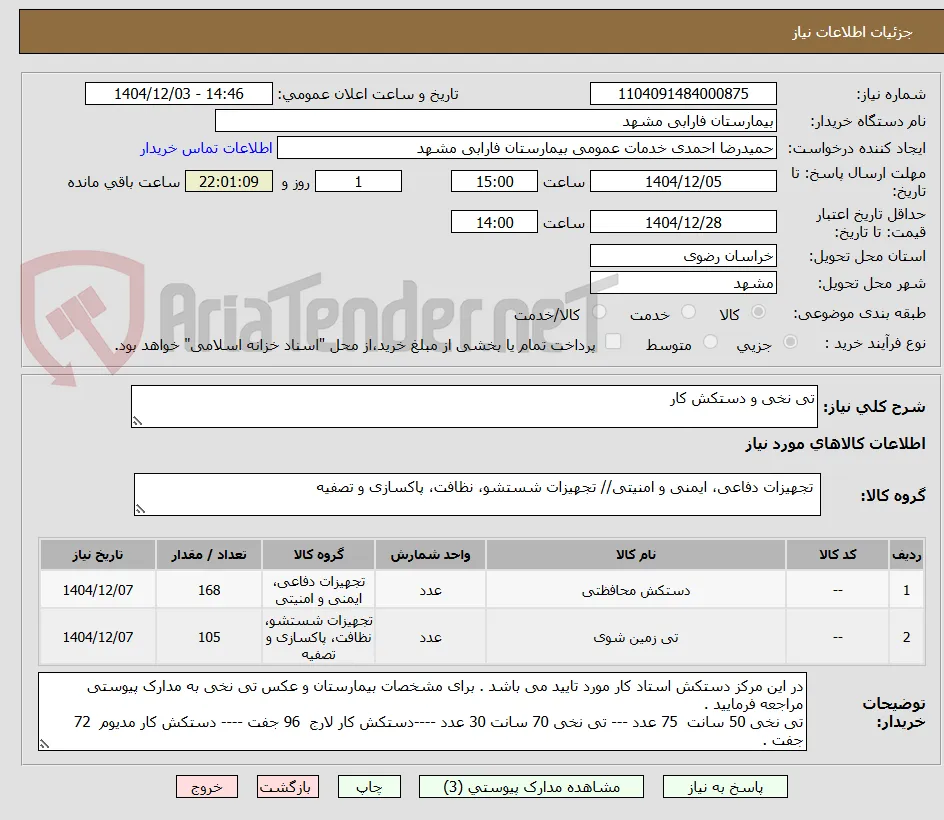 تی نخی و دستکش کار