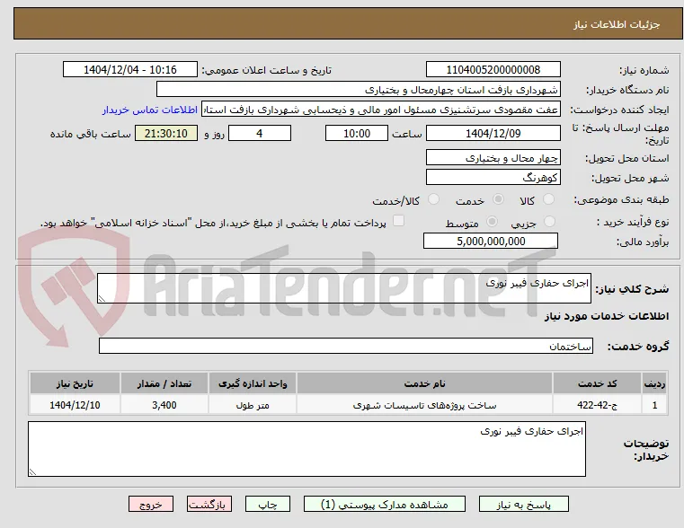 اجرای حفاری فیبر نوری