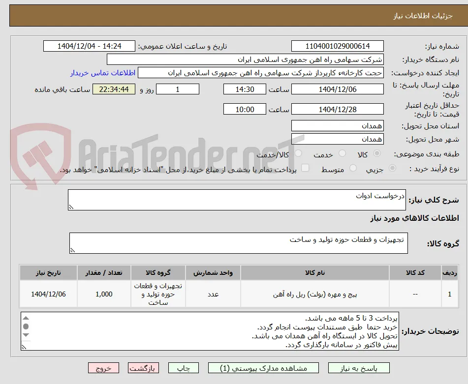 درخواست ادوات