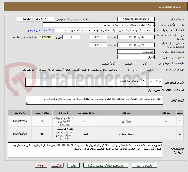 نورافکن و ریسه // جهت روشنایی