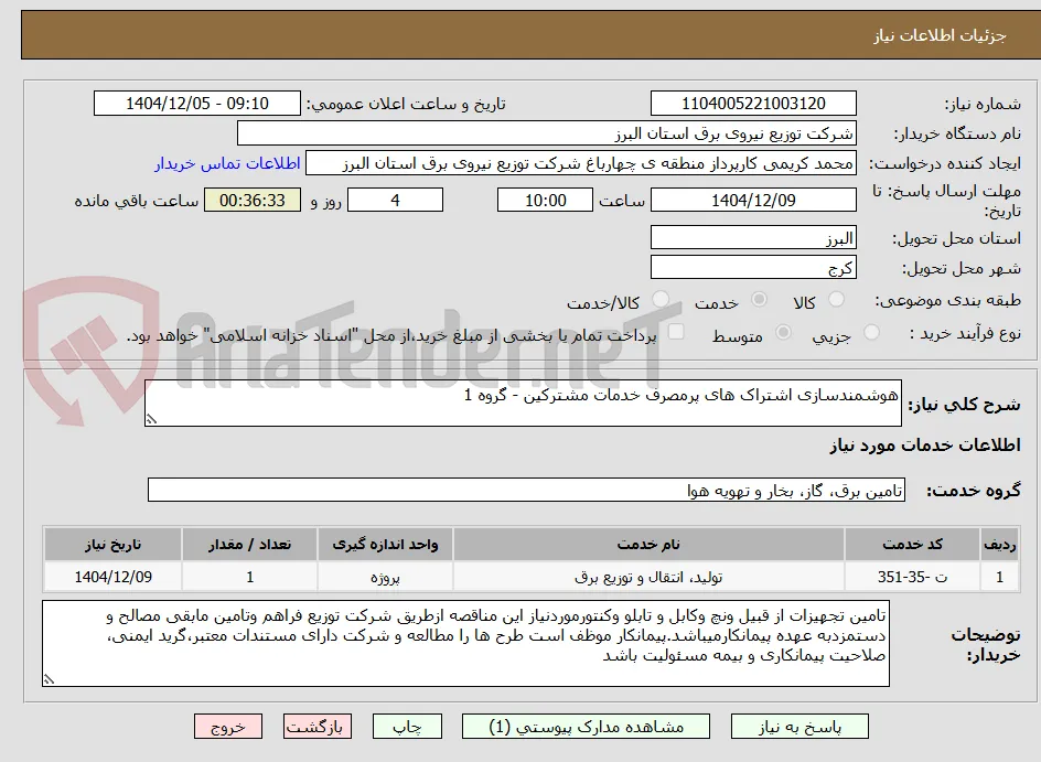 هوشمندسازی اشتراک های پرمصرف خدمات مشترکین - گروه 1