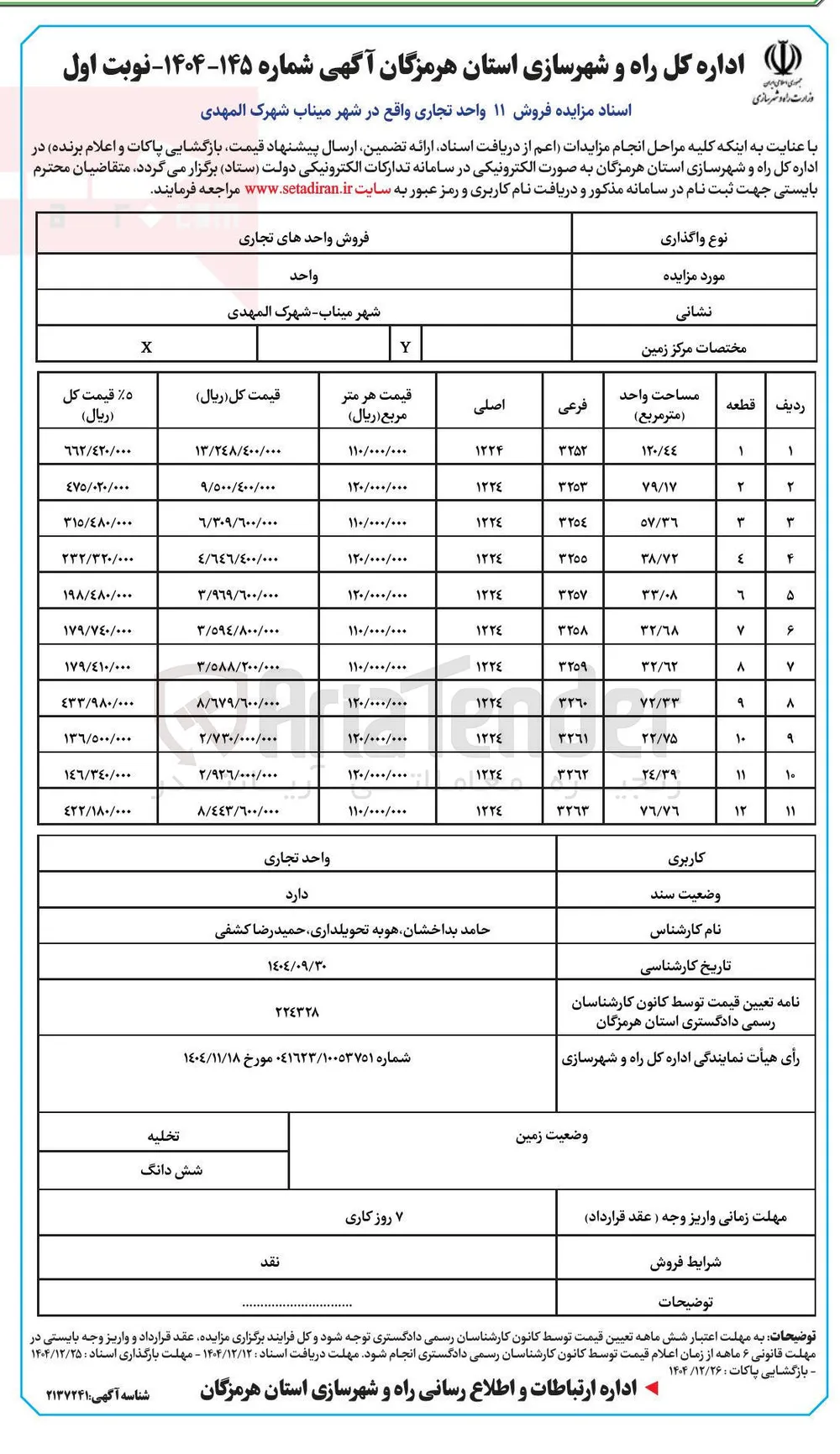 فروش ۱۱ واحد تجاری 