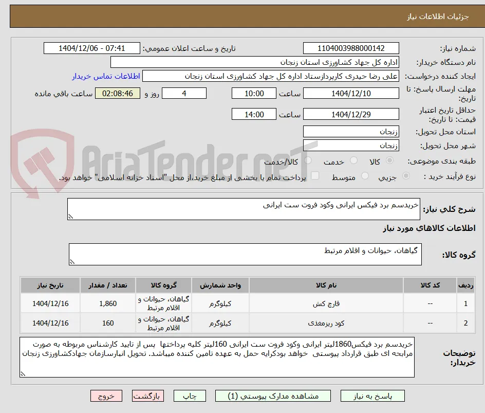 خریدسم برد فیکس ایرانی وکود فروت ست ایرانی