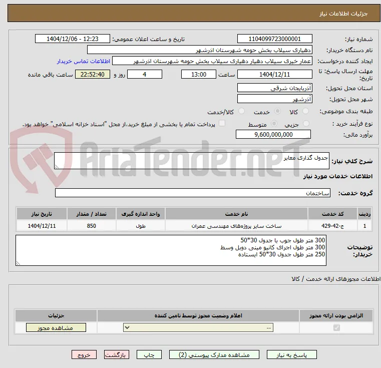 جدول گذاری معابر 