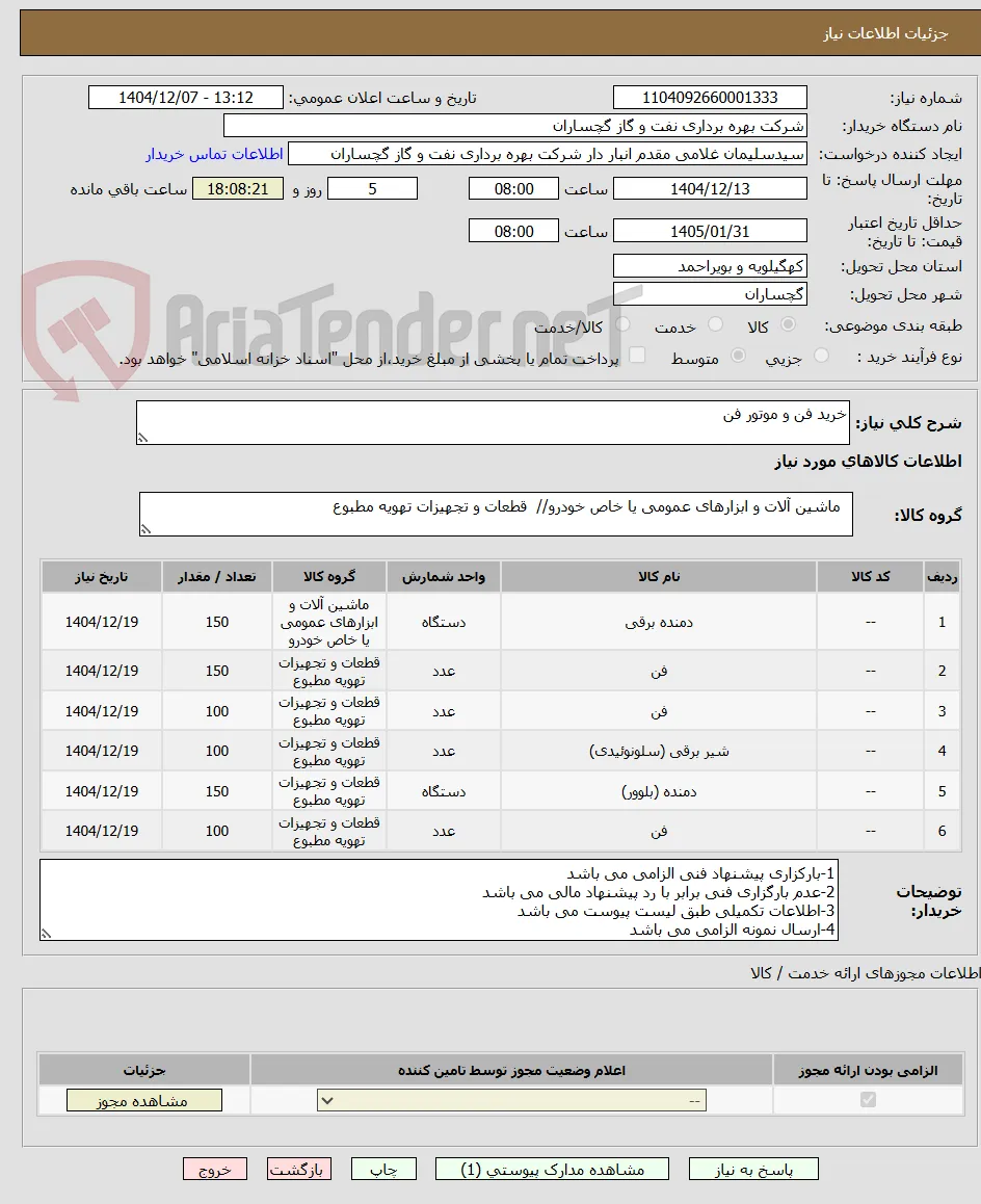 خرید فن و موتور فن 