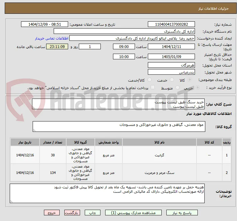 خرید سنگ طبق لیست پیوست
طبق لیست پیوست