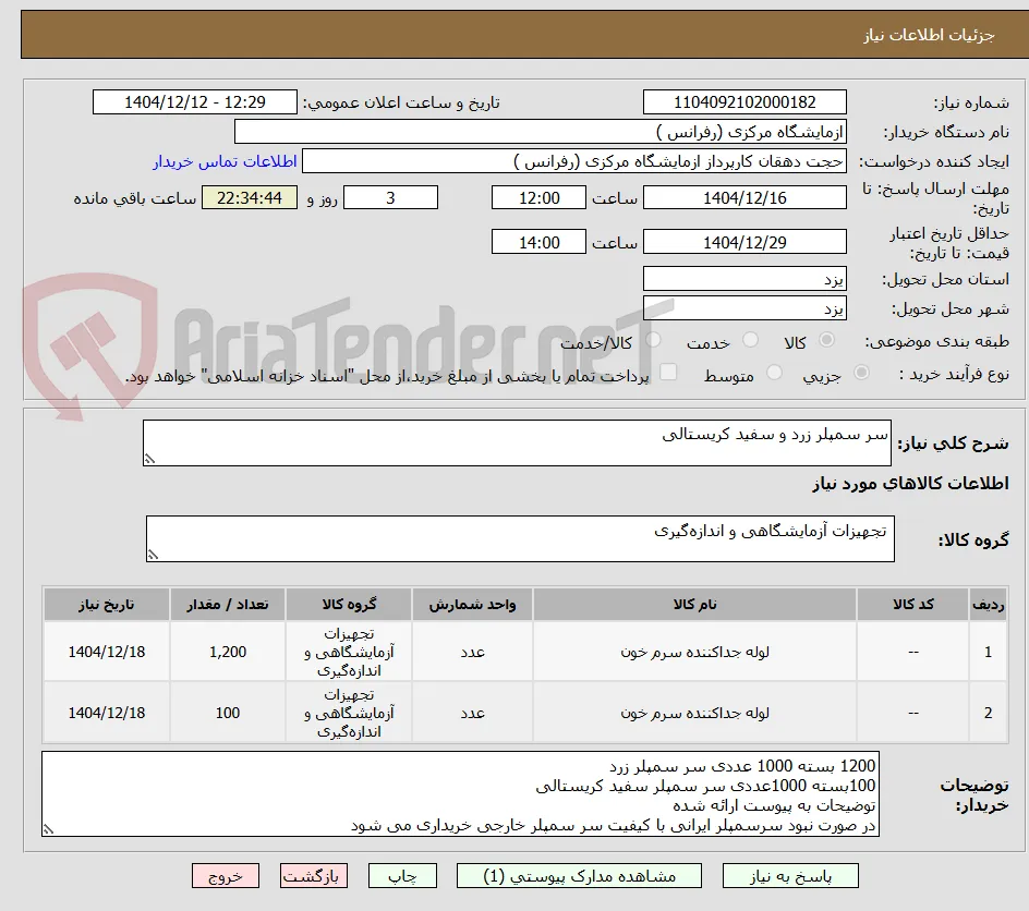 سر سمپلر زرد و سفید کریستالی