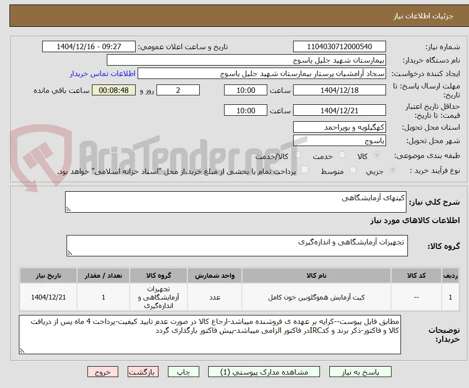 کیتهای آزمایشگاهی                    