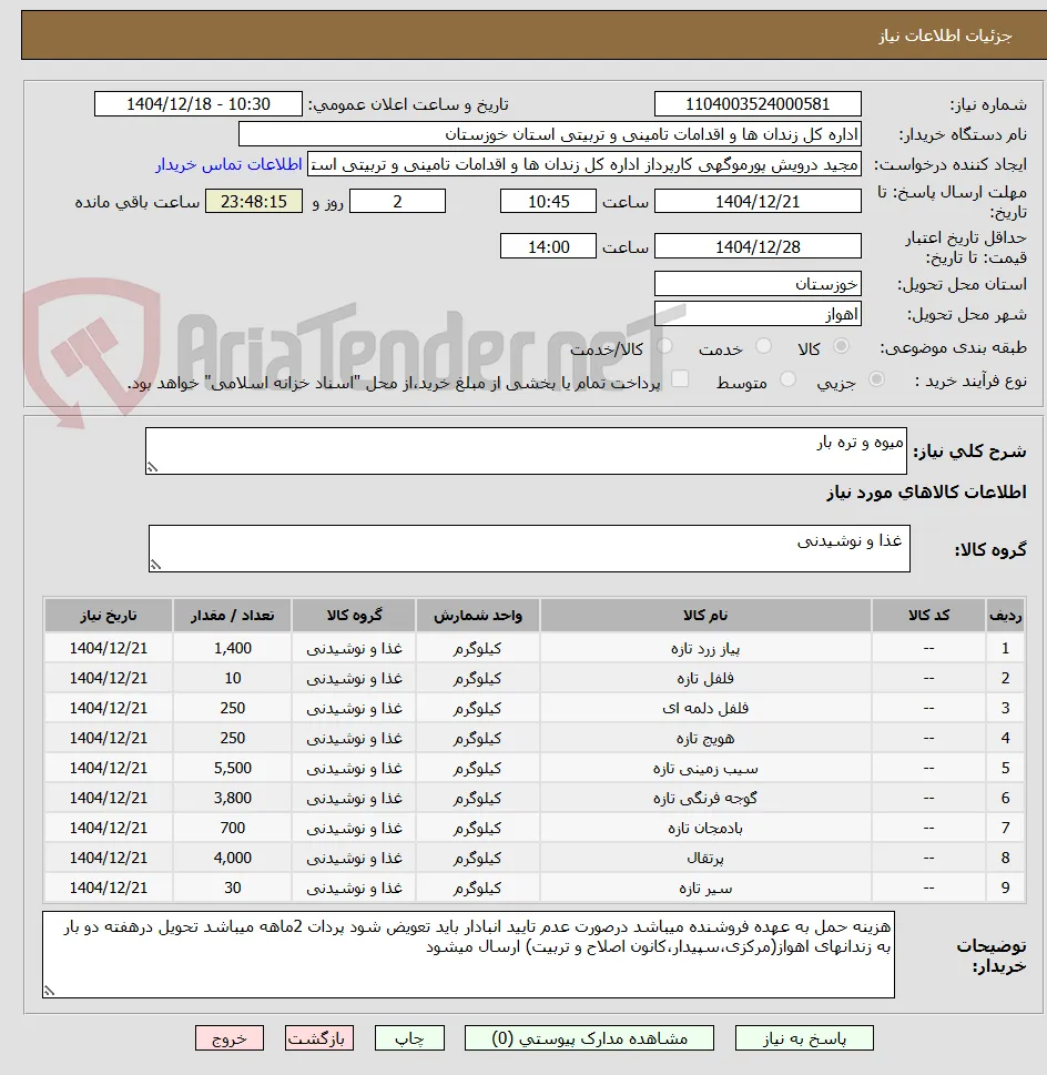 میوه و تره بار 