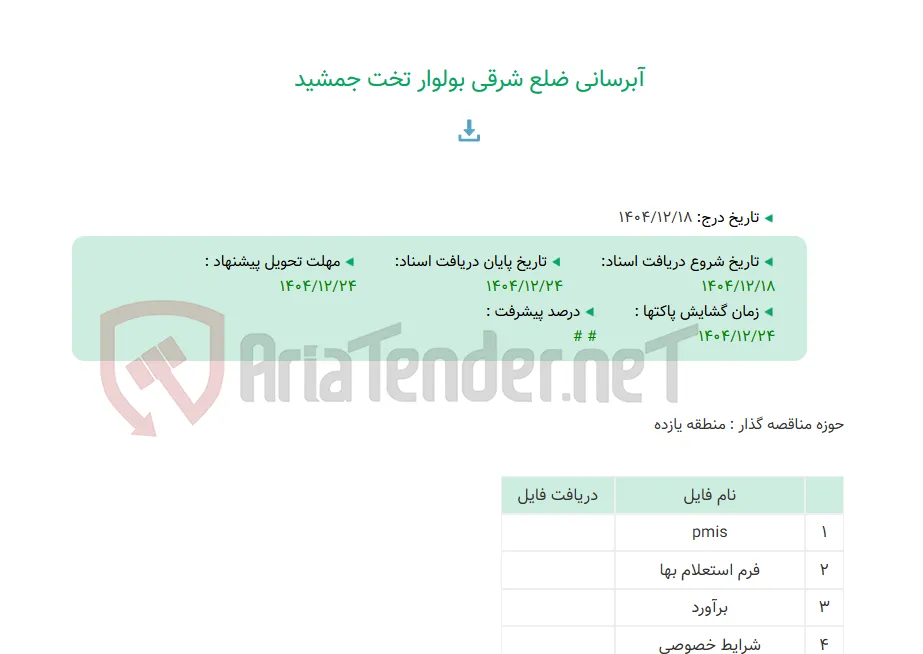 آبرسانی ضلع شرقی بولوار تخت جمشید