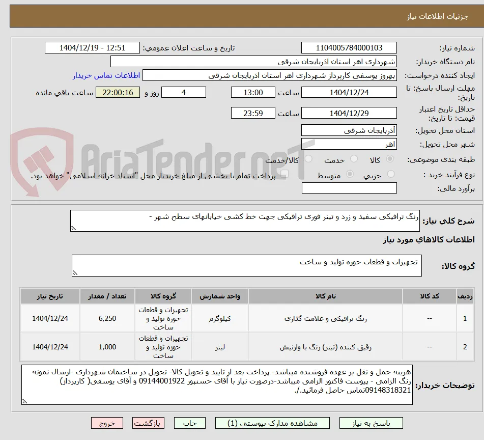 رنگ ترافیکی سفید و زرد و تینر فوری ترافیکی جهت خط کشی خیابانهای سطح شهر -