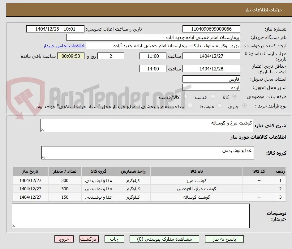 گوشت مرغ و گوساله