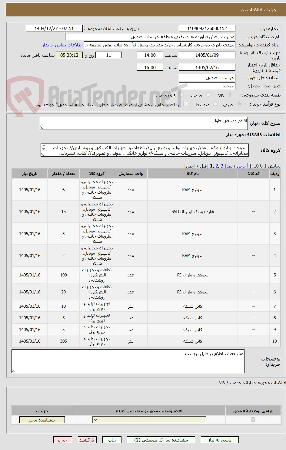 اقلام مصرفی فاوا