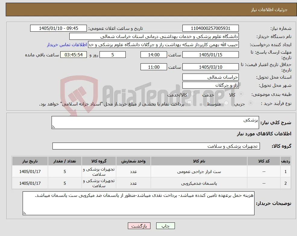 نیاز کالا-پزشکی