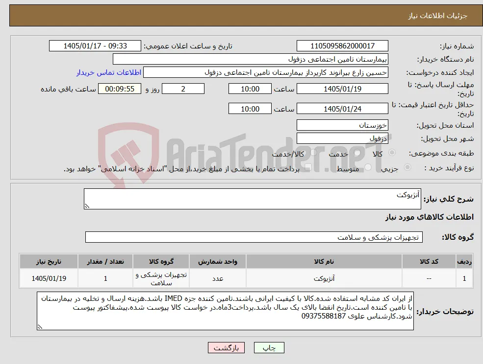 نیاز کالا-آنژیوکت