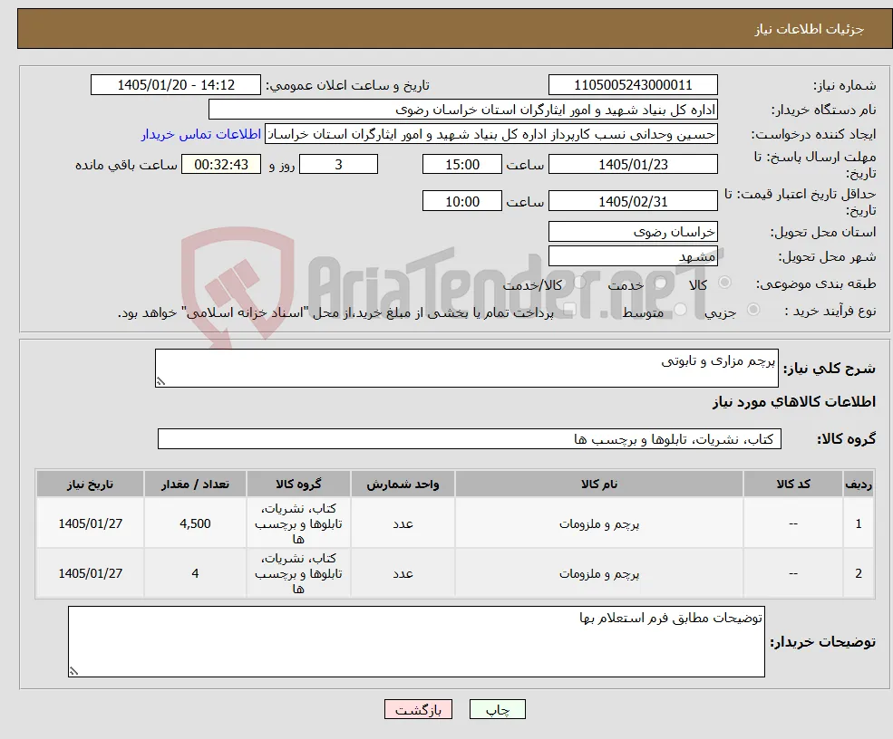 نیاز کالا-پرچم مزاری و تابوتی