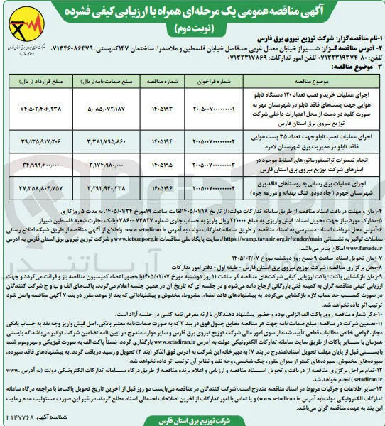 اجرای عملیات نصب تابلو جهت تعداد ۳۵ پست هوایی فاقد تابلو در مدیریت برق شهرستان لامرد