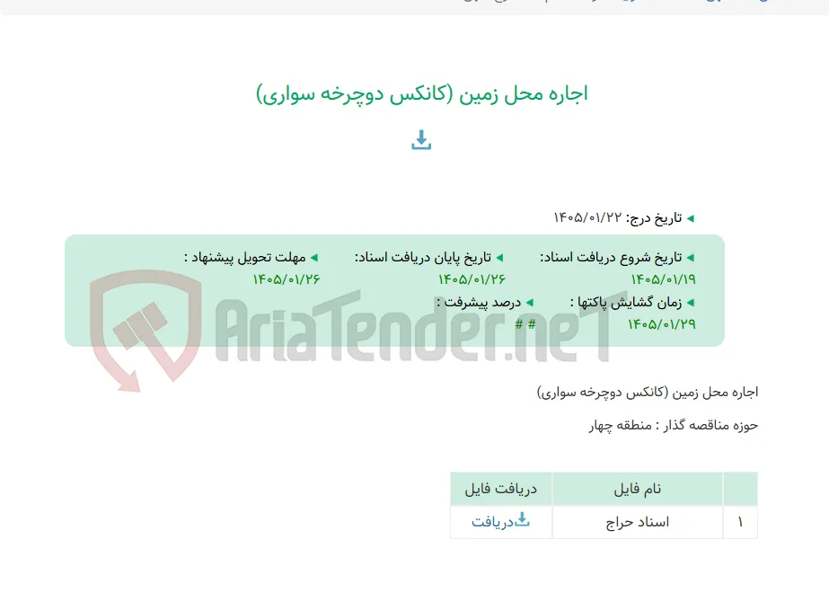 اجاره محل زمین (کانکس دوچرخه سواری)