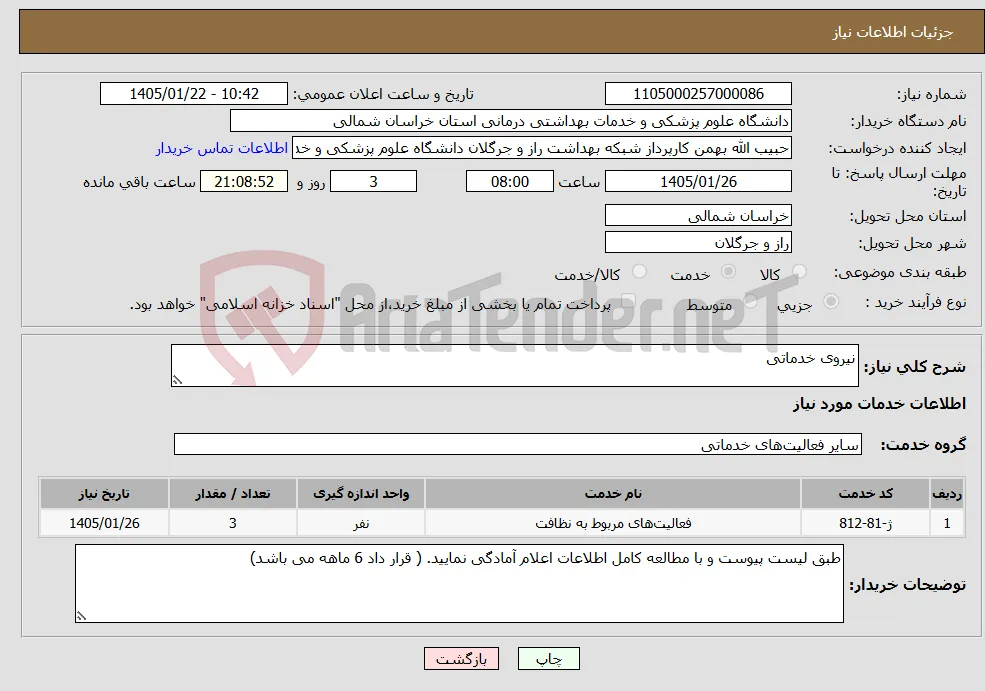 نیاز خدمات-نیروی خدماتی