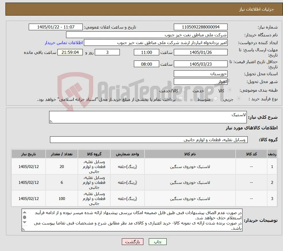 نیاز کالا-لاستیک
