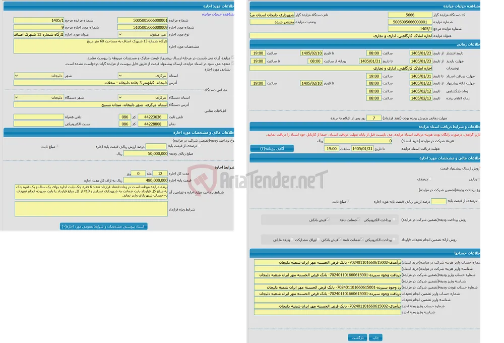 اجاره املاک کارگاهی، اداری و تجاری