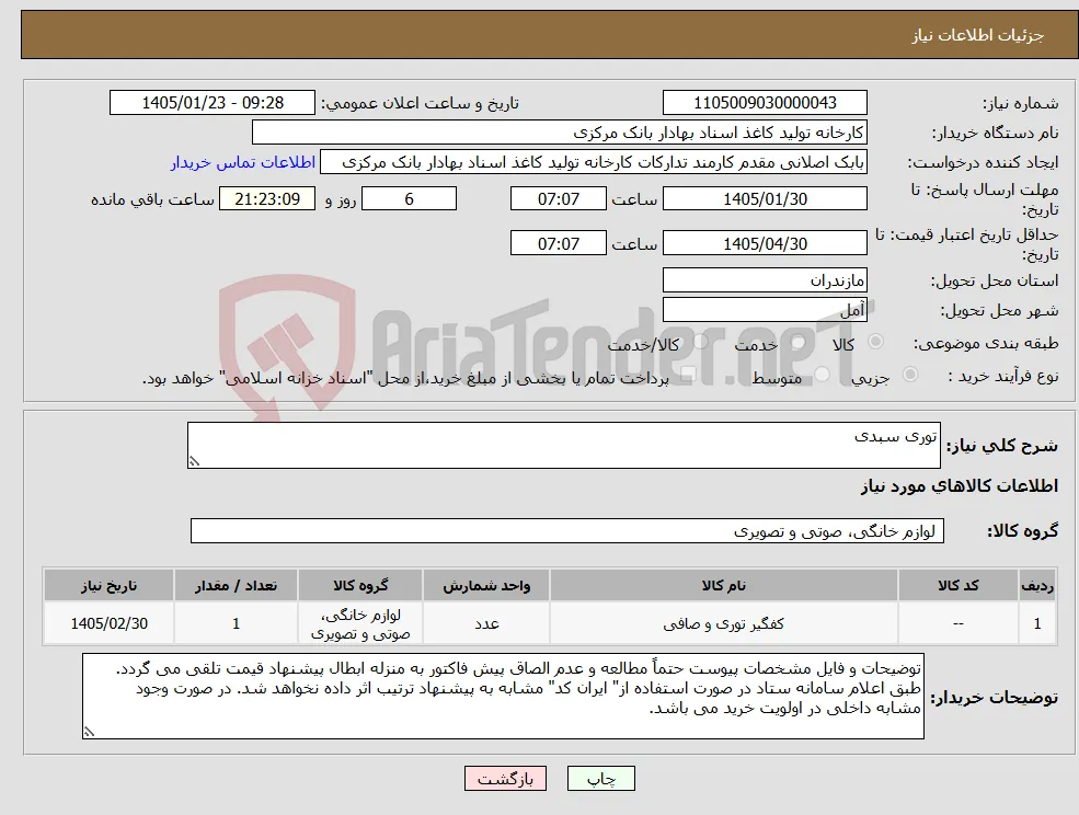 نیاز کالا-توری سبدی