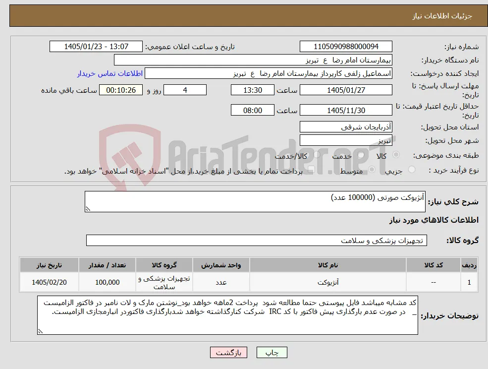 نیاز کالا-آنژیوکت صورتی (100000 عدد)