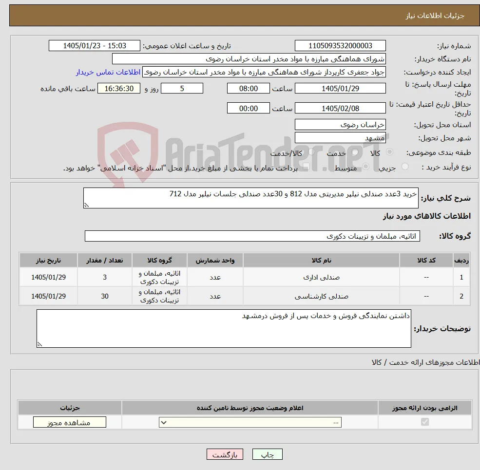 نیاز کالا-خرید 3عدد صندلی نیلپر مدیریتی مدل 812 و 30عدد صندلی جلسات نیلپر مدل 712