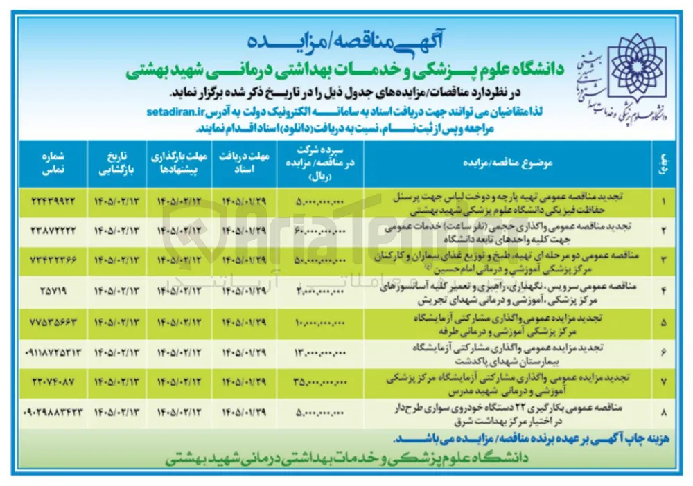 واگذاری مشارکتی آزمایشگاه مرکز پزشکی آموزشی و درمانی طرفه