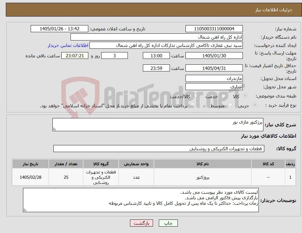 نیاز کالا-پرژکتور مازی نور