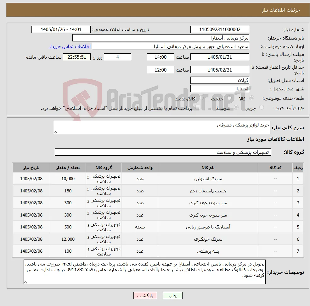 نیاز کالا-خرید لوازم پزشکی مصرفی