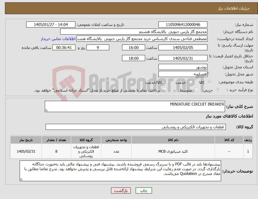 نیاز کالا-MINIATURE CIRCUIT BREAKER