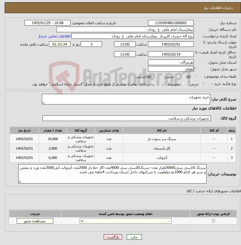 نیاز کالا-خرید تجهیزات
