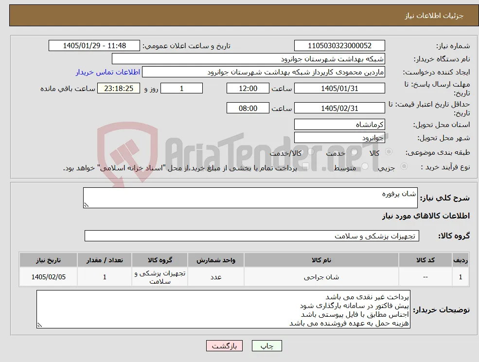 نیاز کالا-شان پرفوره