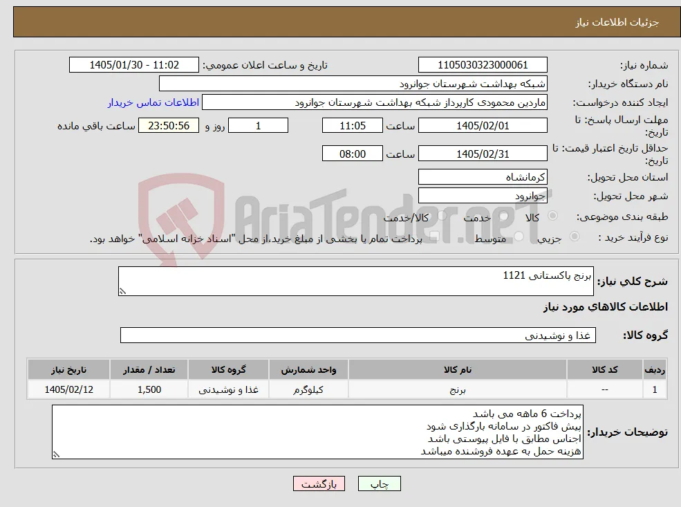 نیاز کالا-برنج پاکستانی 1121